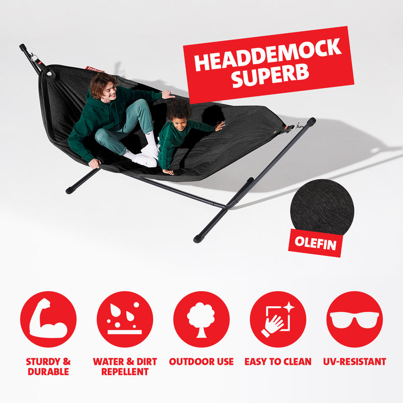 Fatboy Superb Hammock with Pillow and Black Frame (Thunder)