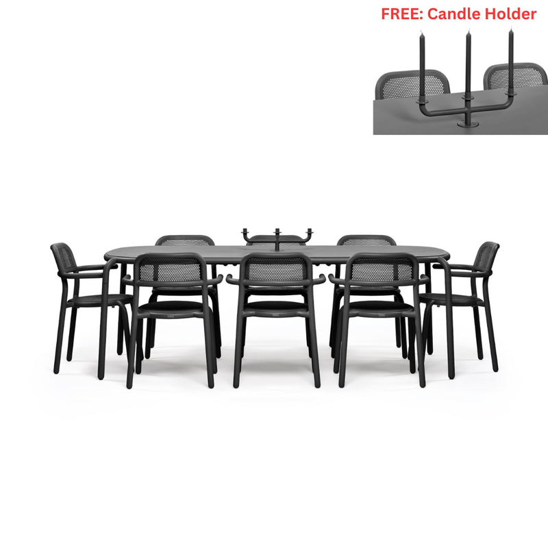 Fatboy Toni Tablo Dining Table and Chair Set (8-Seater) with Free Candle Holder